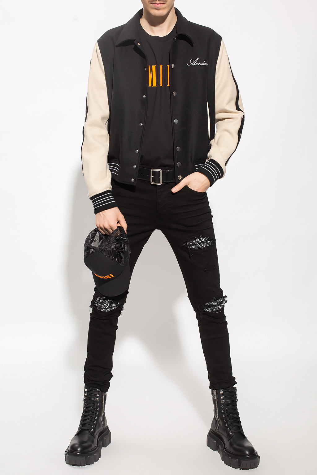 Black and store gold amiri jeans